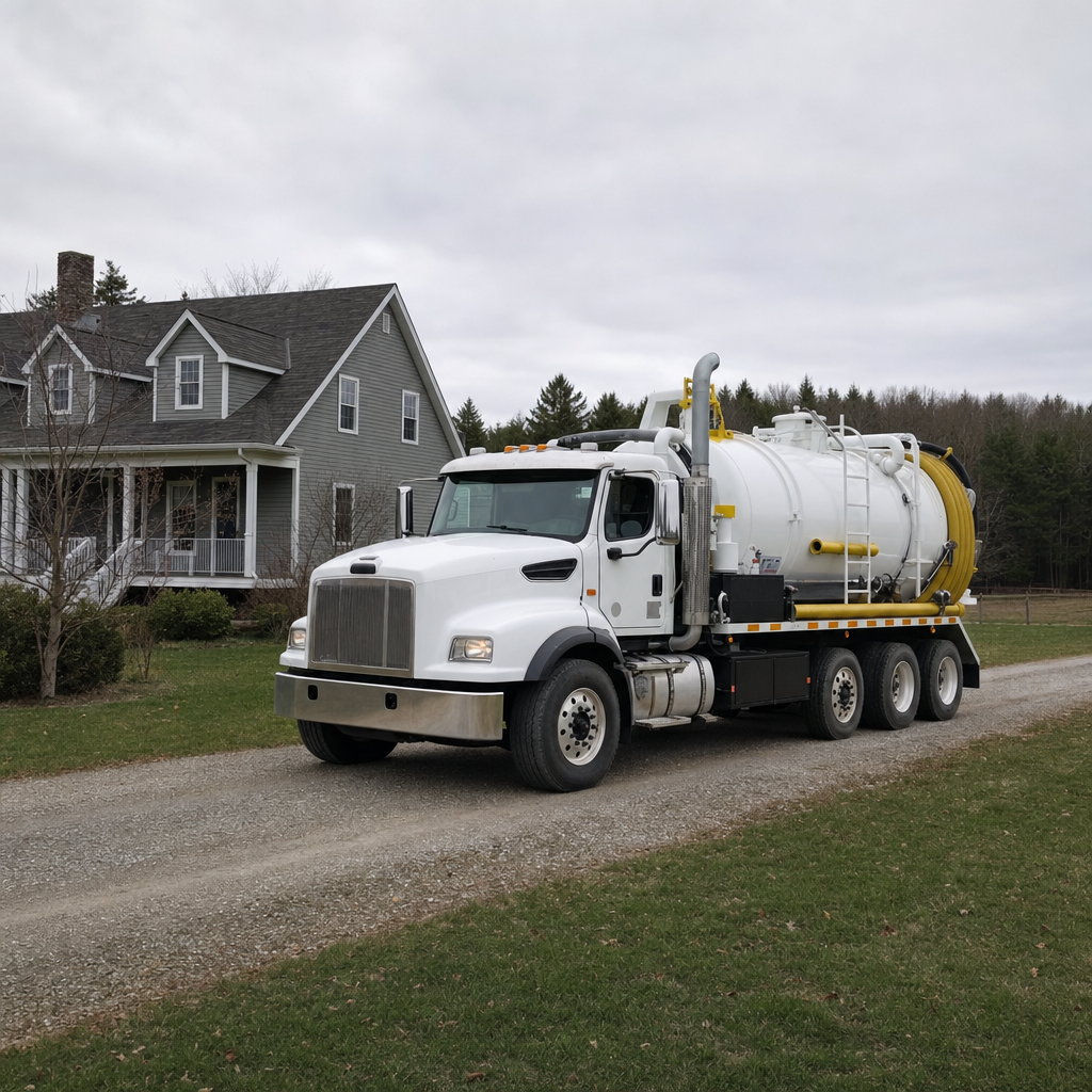 Septic vacuum truck arriving at a Upper Darby home for same-day emergency service